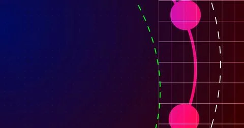 Circle main wireframe with solid cirlces moving and a dotted grid in backgr.. 库存插图
