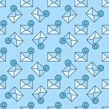 Circle with Man and Envelope vector colored seamless pattern Stockillustratie
