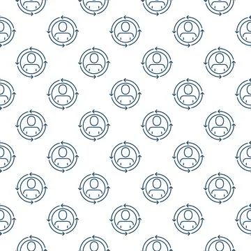 Circle with Man inside Arrows vector concept line seamless pattern Illustrazione stock