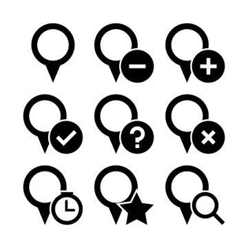 Circle Map Pins icons Stock Illustration