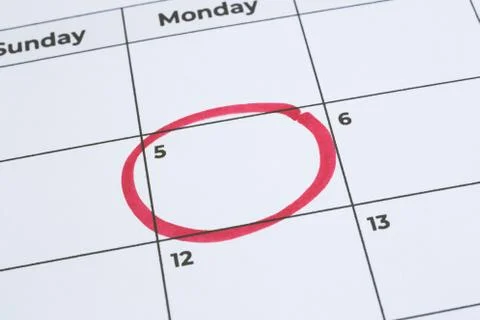 Circle mark important day and reminder calendar. Stock Photos