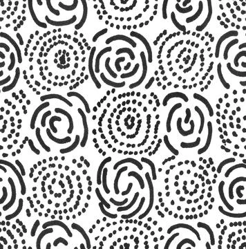 Circle marker hand made seamless pattern. Rose abstract geometry pattern Stock Illustration