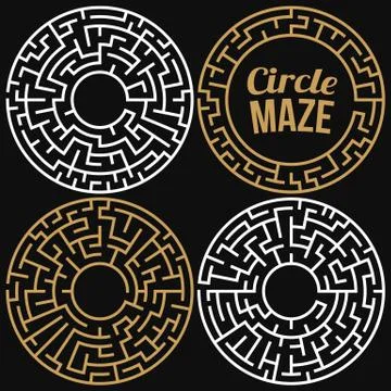 Circle Maze Vector Set Illustrazione stock