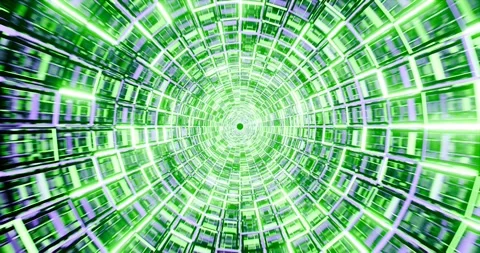 Circle Mesh with Reflection Loop Video - Green Purple Music Background Animation Stock Footage 292746113