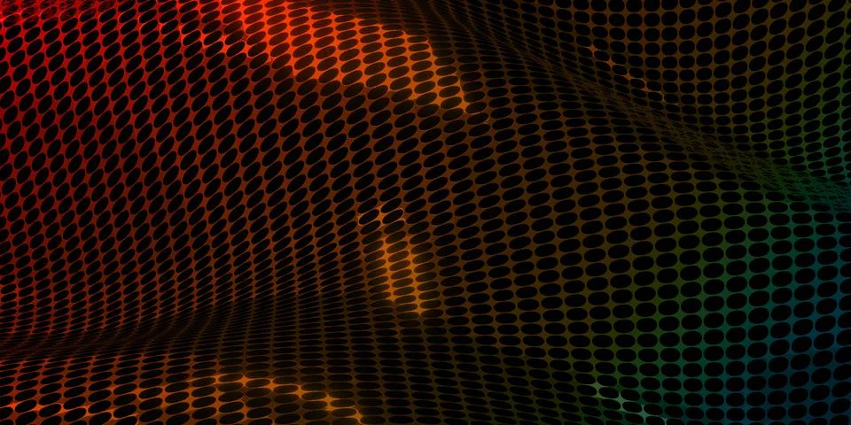 Circle mesh technology background Reflective shiny surface Digital wave 3d il Stock Illustration