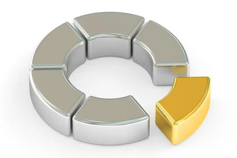 Circle metallic pie chart, 3D rendering Stock Illustration