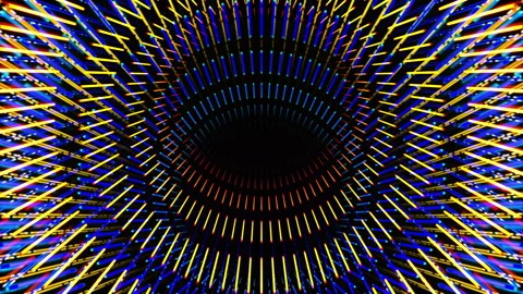 Circle Mirrored Light Tunnel 2 Color Loop Stock Footage 244808690