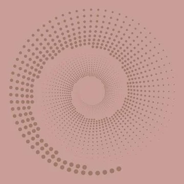 Circle mocha mousse dots on rose tan background. Geometric minimalist art. Illustrazione stock