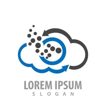 Circle molecule cloud arrow logo concept design. Symbol graphic template elem Stock Illustration