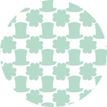 Circle monochrome green backdrop of clover leaves and leprechaun hat St Patrick Stock Illustration