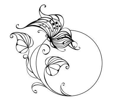 Circle with morning glory and moth Stock Illustration