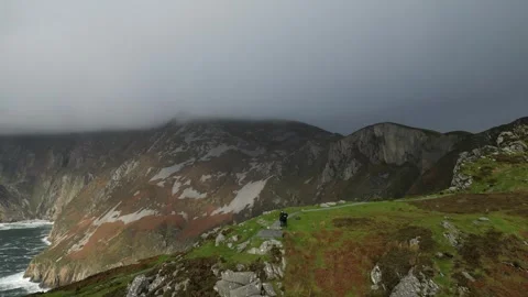 Circle motion view of Slieve League Stock Footage 293023090