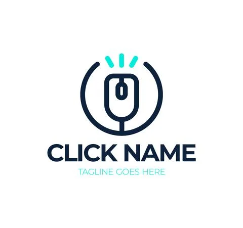 Circle mouse logo design vector. Creative Compuer Mouse Cable Circle logo Vec Illustrazione stock