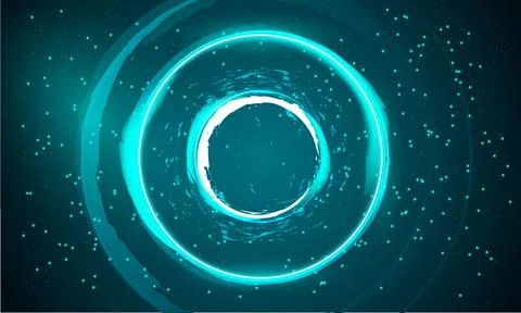 Circle movement pattern and motion blur over dark blue background. Illustrazione stock