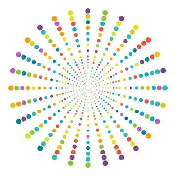 Circle of multi-colored dots of different diameters for creative design Stock Illustration