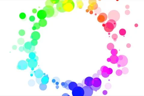 Circle of multi-colored particles on a white background copy space 3d illustr Stock Illustration