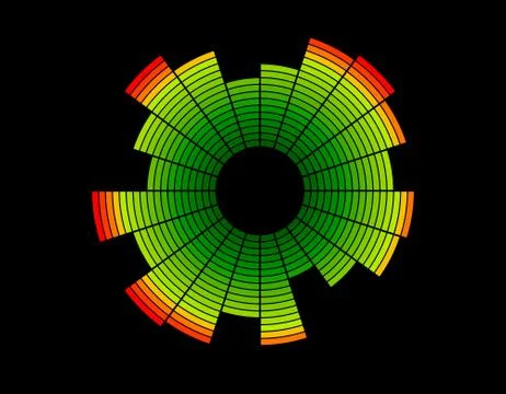 Circle music equalizer. Isolated on black background. Vector illustration. 스톡 일러스트