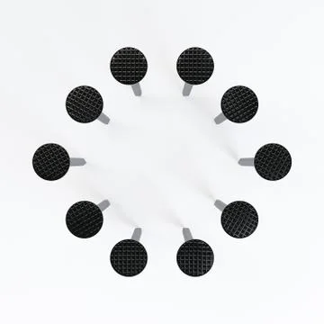 Circle of nails. Isolated on white background. 3D rendering illustration. 스톡 일러스트