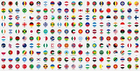 Circle national flags of World countries 스톡 일러스트