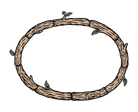 Circle natural wood frame vector illustration Stock Illustration