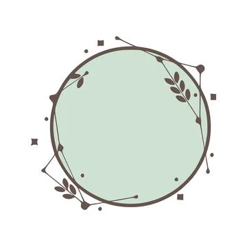 Circle nature geometric frames with leaves made from lines and dots in hand d Stock Illustration