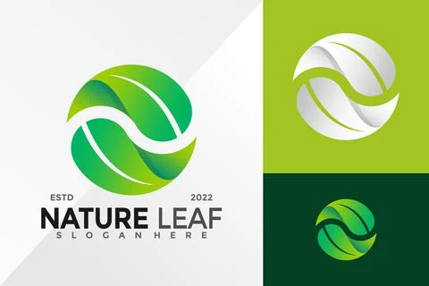 Circle Nature Leaf Logo Design Vector illustration template Illustrazione stock