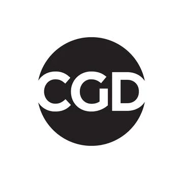 Circle negative space CGD logo isolated on white background. Stock Illustration