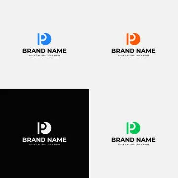 Circle negative space creative modern Initial P letter logo design vector tem Stock Illustration
