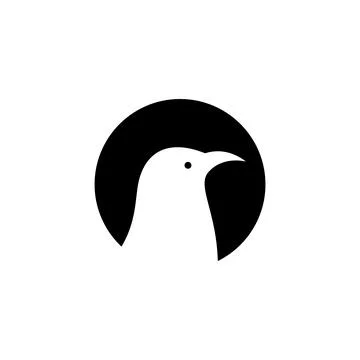 Circle with negative space little bird logo design vector graphic symbol ic.. Stock Illustration