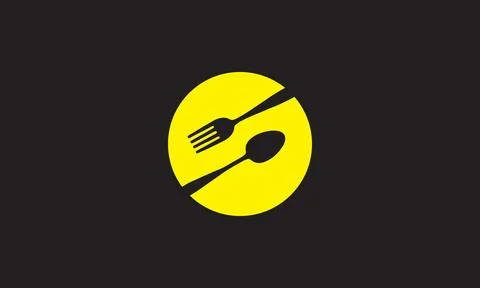 Circle negative space with spoon fork logo symbol vector icon illustration .. Stock Illustration