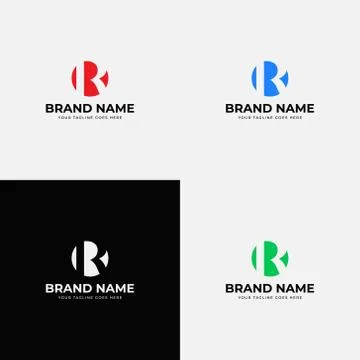 Circle Negative Space Trendy Creative Modern  Letter r Logo Design Vector Tem Stock Illustration