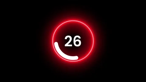 Circle neon countdown timer 50 to 0 seconds animation Stock Footage 319765409