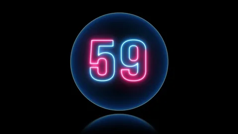 Circle neon light 60 seconds countdown on black background. Stock Footage 126156530