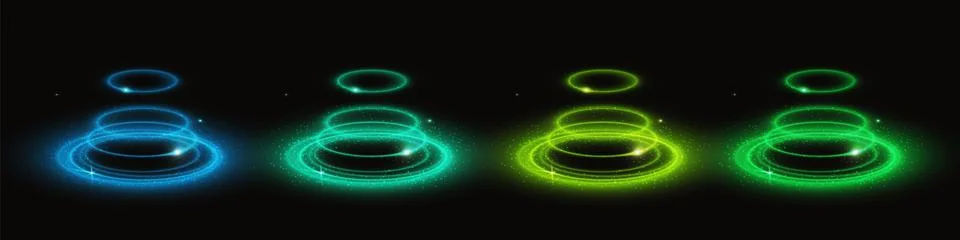 Circle neon light effect energy glow game portal Stock Illustration