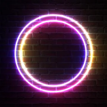 Circle Neon Light Frame for Template and Layout. 3d Rendering 스톡 일러스트