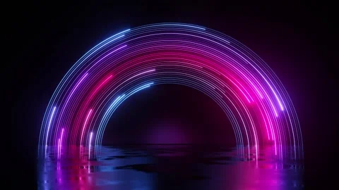 Circle neon multi colours on ground floor. Stock Footage 255766589