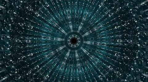 Circle neon particle flow. Technology background concept Illustrazione stock