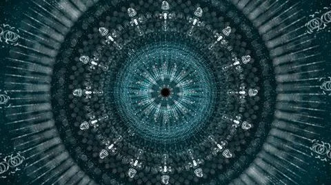 Circle neon particle flow. Technology background concept Illustrazione stock