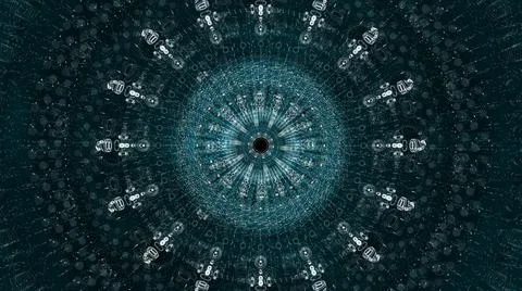 Circle neon particle flow. Technology background concept Stock Illustration