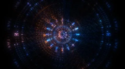 Circle neon particle flow. Technology background concept Illustrazione stock