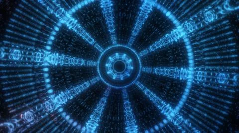 Circle neon particle flow. Technology background concept Stockillustratie