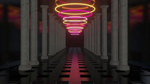 Circle Neon Tunnel Vídeo Stock 279058691