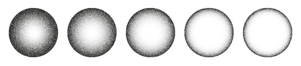 Circle noise texture dotwork grain 3D sphere planet dot vector halftone Illustrazione stock