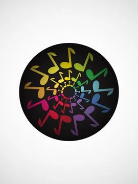 Circle of notes of different size and color. Vector Illustrazione stock