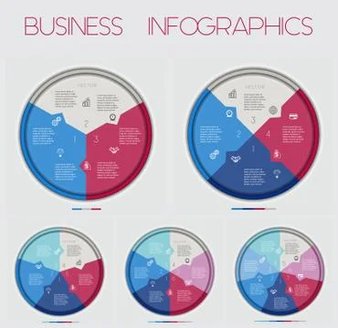 Circle Numbereds of Area chart  3 4 5 6 7 Options, For Infographic, Diagramme 스톡 일러스트