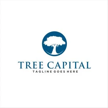 Circle Oak Tree Logo Design Stock Illustration