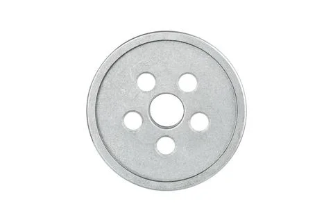 Circle object wheel hub with holes for fastening car parts. Stock Photos