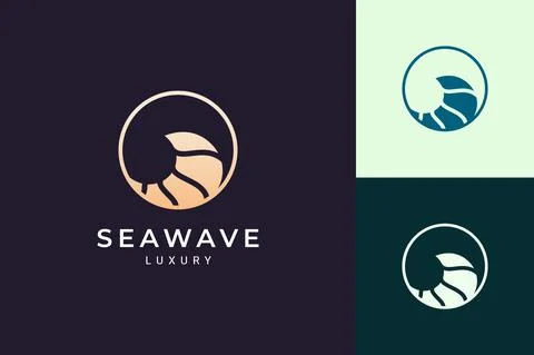 Circle ocean wave logo in simple and modern shape Illustrazione stock