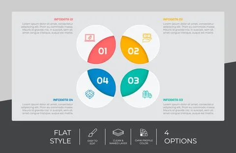Circle option infographic vector design with 4 options &amp;colorful style for pr 스톡 일러스트