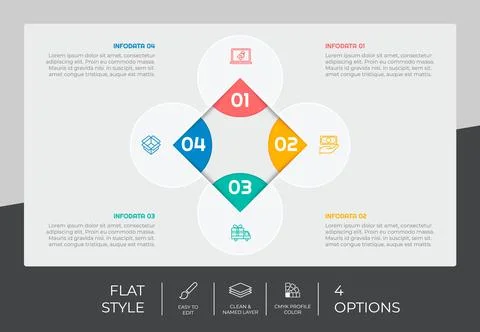 Circle option infographic vector design with 4 options &amp;colorful style for pr 스톡 일러스트
